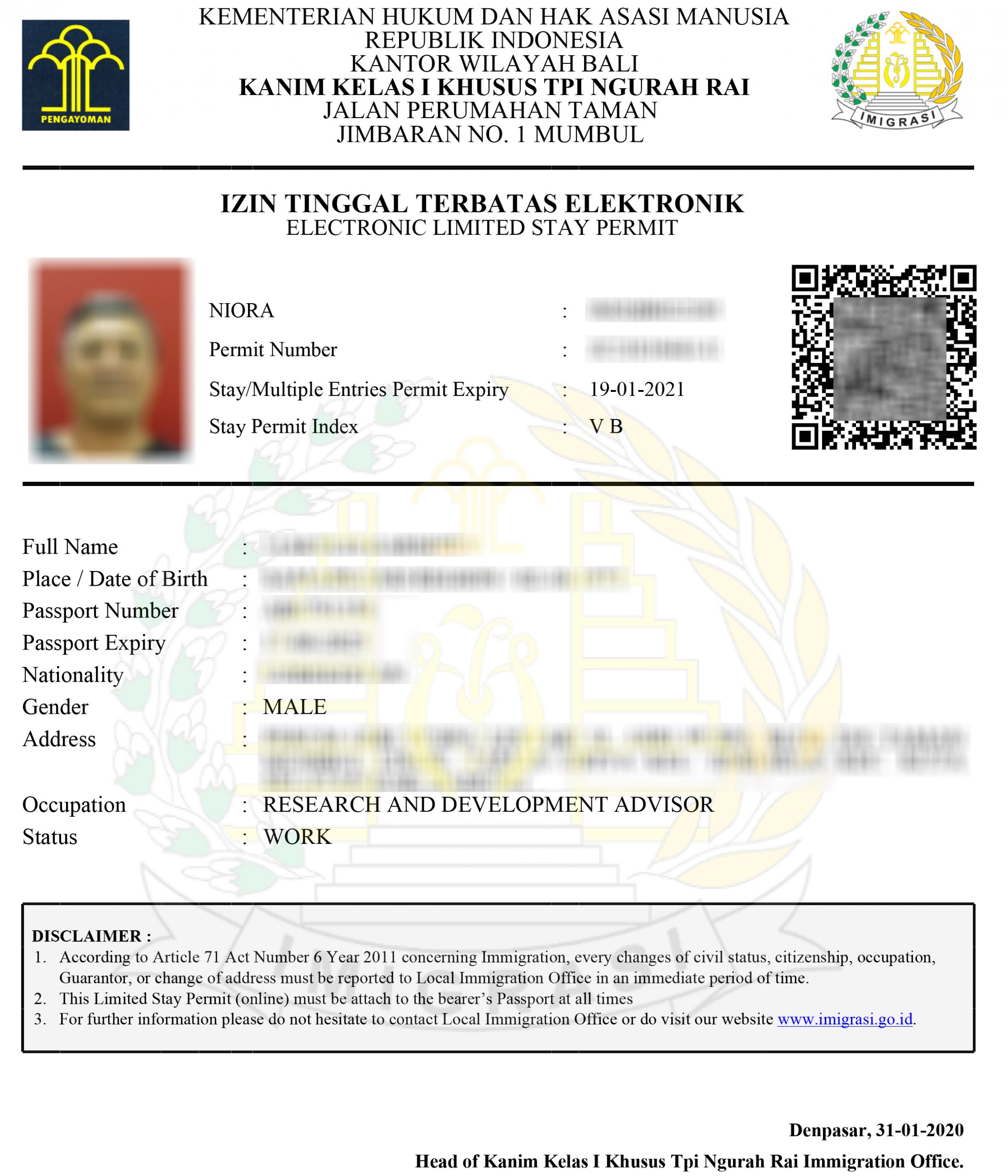 working visa indonesia kitas